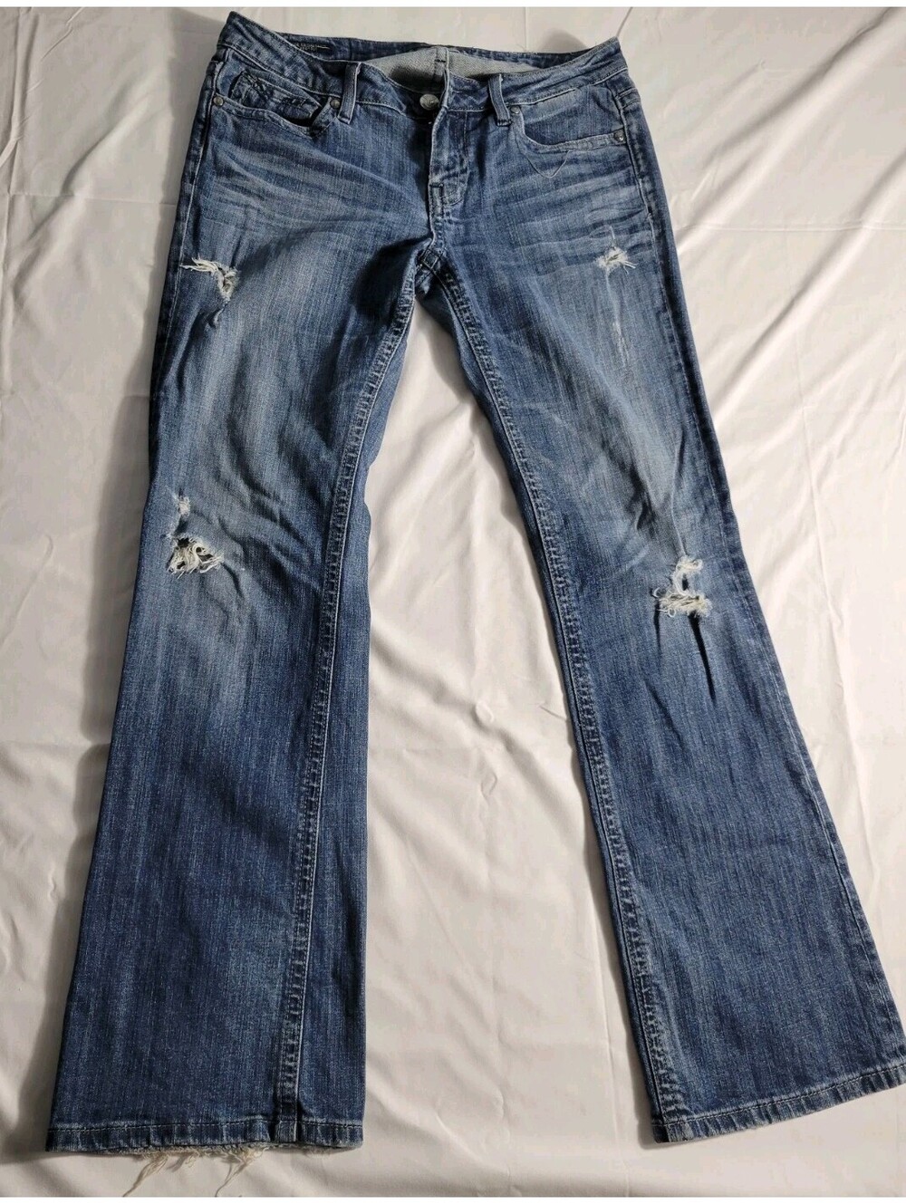 Women’s Blue Jeans Vigoss Studio The Brooklyn Boot Cut 9/10 X 30 Distressed Bike